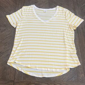 Yellow Striped Old Navy Luxe V-Neck Women's Tee - Size Medium